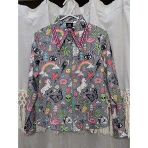 Girls XS Lisa Nelle western shirt pleasure  horsemanship leadline Pink Gray